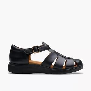 NEW CLARKS women's certina sun strappy sandal in black leather